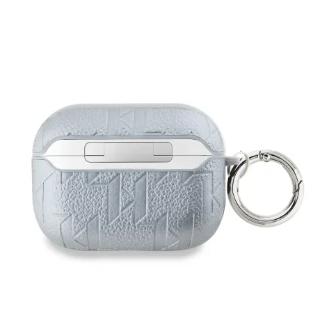 Carcasă Karl Lagerfeld din PU cu motive Karl și Choupette în relief pentru AirPods Pro 2, argintie