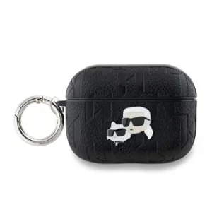 Carcasă Karl Lagerfeld din PU cu motive Karl și Choupette în relief pentru AirPods Pro 2, neagră