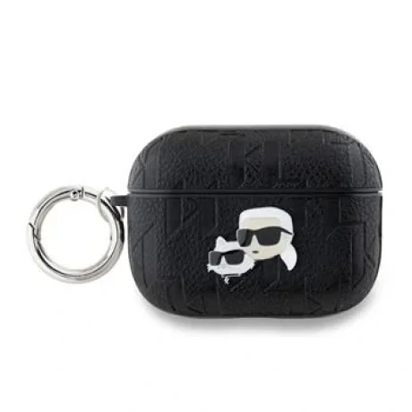 Carcasă Karl Lagerfeld din PU cu motive Karl și Choupette în relief pentru AirPods Pro 2, neagră