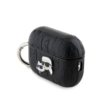 Carcasă Karl Lagerfeld din PU cu motive Karl și Choupette în relief pentru AirPods Pro 2, neagră