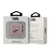 Carcasă Karl Lagerfeld din PU cu motive Karl și Choupette în relief, roz, pentru AirPods 1/2