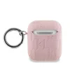 Carcasă Karl Lagerfeld din PU cu motive Karl și Choupette în relief, roz, pentru AirPods 1/2