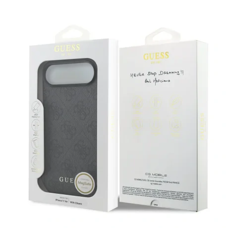 Carcasă spate Guess 4G Charm MagSafe pentru iPhone Air, gri ton pe ton