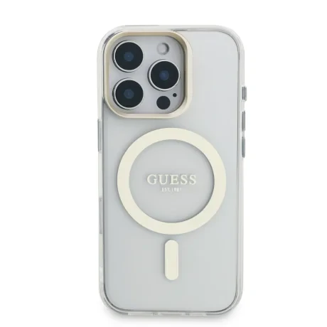 Carcasă spate Guess MagSafe cu suport electrolizat PC/TPU și ramă pentru cameră, cu spate înlocuibil, pentru iPhone 16 Pro