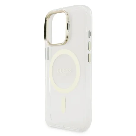 Carcasă spate Guess MagSafe cu suport electrolizat PC/TPU și ramă pentru cameră, cu spate înlocuibil, pentru iPhone 16 Pro