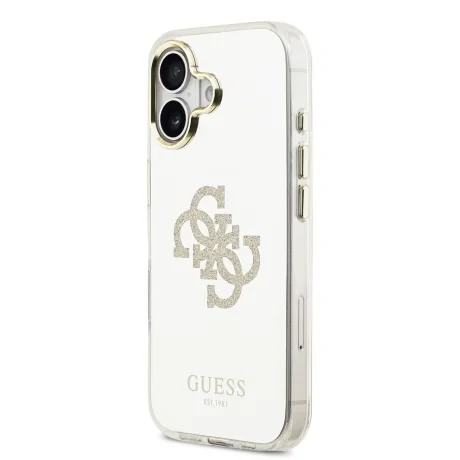 Carcasă spate Guess PC/TPU Mirror 4G cu sclipici și logo MagSafe pentru iPhone 17, aurie