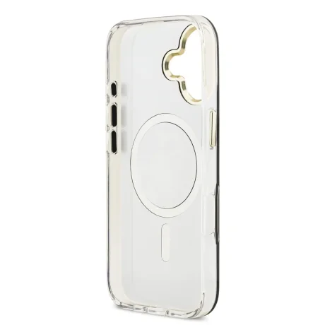Carcasă spate Guess PC/TPU Mirror 4G cu sclipici și logo MagSafe pentru iPhone 17, aurie