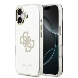 Carcasă spate Guess PC/TPU Mirror 4G cu sclipici și logo MagSafe pentru iPhone 17, aurie