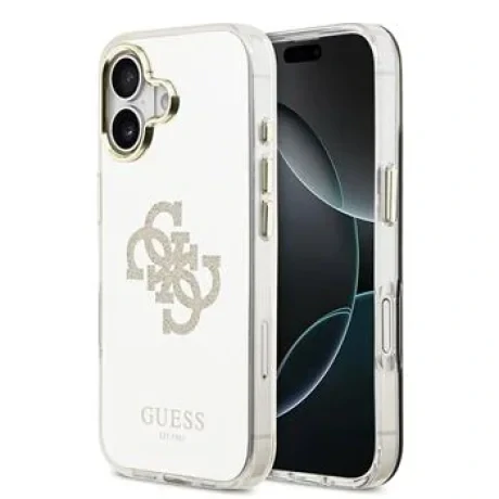 Carcasă spate Guess PC/TPU Mirror 4G cu sclipici și logo MagSafe pentru iPhone 17, aurie
