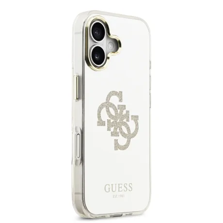 Carcasă spate Guess PC/TPU Mirror 4G cu sclipici și logo MagSafe pentru iPhone 17, aurie