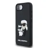Carcasă spate Karl Lagerfeld 3D Cauciuc Karl și Choupette pentru iPhone 16e/17e Negru