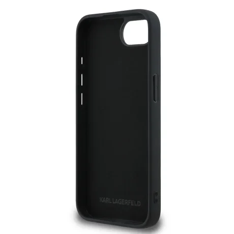 Carcasă spate Karl Lagerfeld 3D Cauciuc Karl și Choupette pentru iPhone 16e/17e Negru