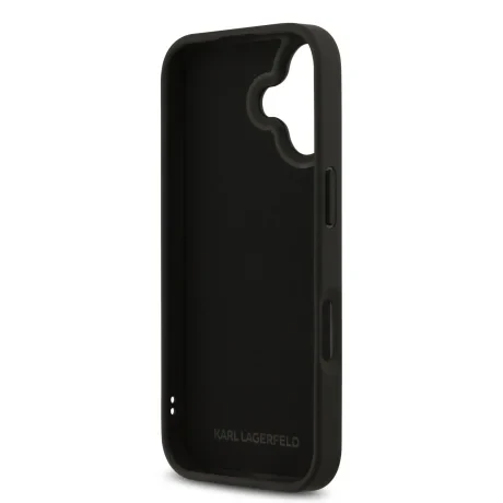 Carcasă spate Karl Lagerfeld 3D Cauciuc Karl și Choupette pentru iPhone 17 Negru