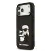 Carcasă spate Karl Lagerfeld 3D Cauciuc Karl și Choupette pentru iPhone 17 Pro Max Negru