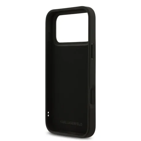 Carcasă spate Karl Lagerfeld 3D Cauciuc Karl și Choupette pentru iPhone 17 Pro Max Negru