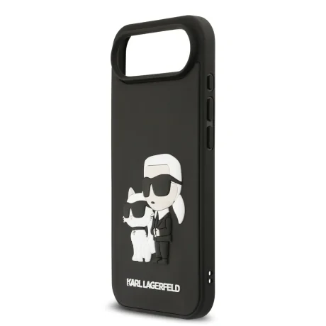 Carcasă spate Karl Lagerfeld 3D Cauciuc Karl și Choupette pentru iPhone Air, Negru