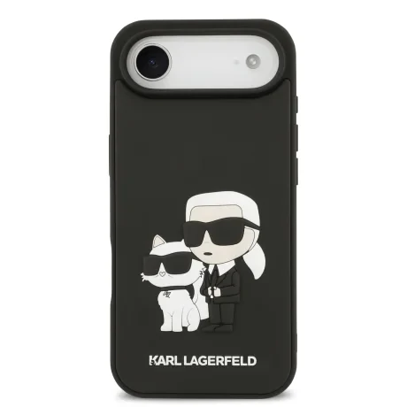 Carcasă spate Karl Lagerfeld 3D Cauciuc Karl și Choupette pentru iPhone Air, Negru