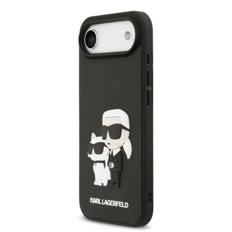 Carcasă spate Karl Lagerfeld 3D Cauciuc Karl și Choupette pentru iPhone Air, Negru