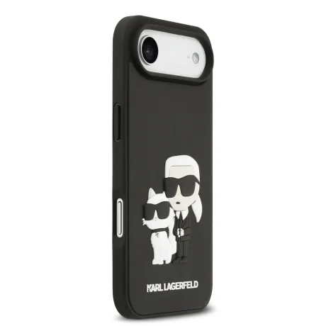 Carcasă spate Karl Lagerfeld 3D Cauciuc Karl și Choupette pentru iPhone Air, Negru