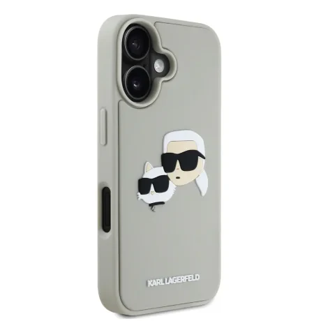 Carcasă spate Karl Lagerfeld 3D Rubber Double Heads pentru iPhone 16, bej