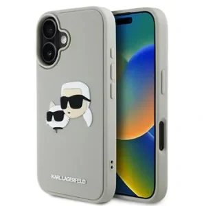 Carcasă spate Karl Lagerfeld 3D Rubber Double Heads pentru iPhone 16, bej