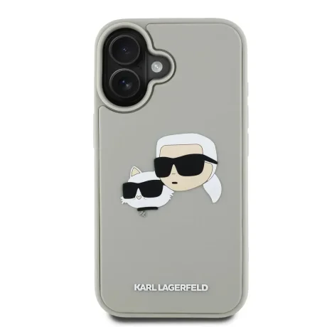 Carcasă spate Karl Lagerfeld 3D Rubber Double Heads pentru iPhone 16, bej