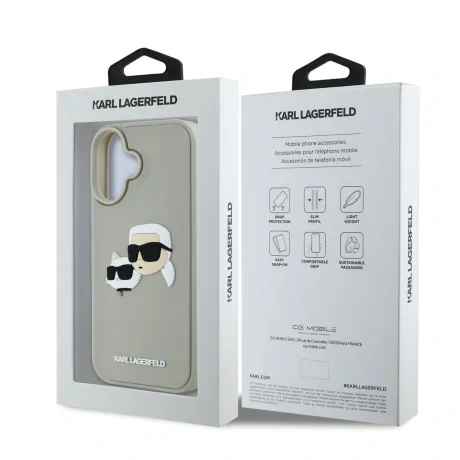 Carcasă spate Karl Lagerfeld 3D Rubber Double Heads pentru iPhone 16, bej