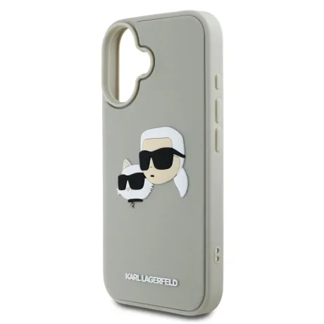 Carcasă spate Karl Lagerfeld 3D Rubber Double Heads pentru iPhone 16, bej