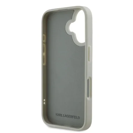 Carcasă spate Karl Lagerfeld 3D Rubber Double Heads pentru iPhone 16, bej