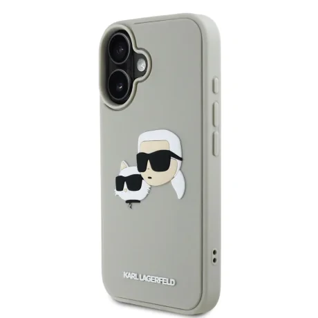 Carcasă spate Karl Lagerfeld 3D Rubber Double Heads pentru iPhone 16, bej