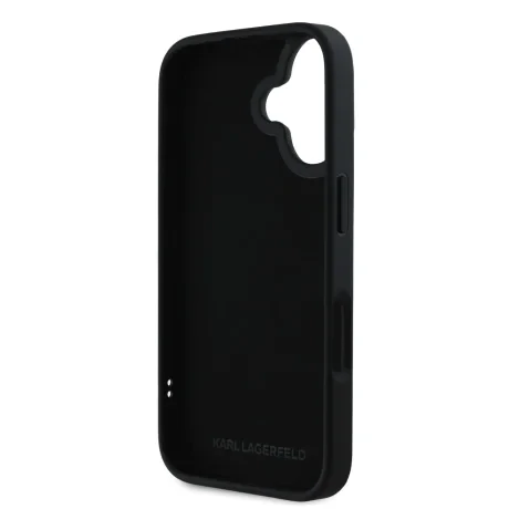 Carcasă spate Karl Lagerfeld 3D Rubber Double Heads pentru iPhone 16, neagră