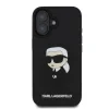 Carcasă spate Karl Lagerfeld 3D Rubber Iconic pentru iPhone 16, neagră
