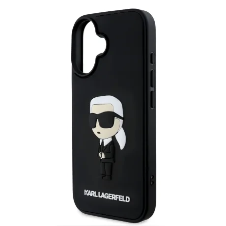 Carcasă spate Karl Lagerfeld 3D Rubber Iconic pentru iPhone 16, neagră