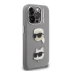 Carcasă spate Karl Lagerfeld cu model granulat din PU K&amp;amp;CH Heads pentru iPhone 15 Pro Max, gri