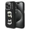 Carcasă spate Karl Lagerfeld cu model granulat din PU K&amp;amp;CH Heads pentru iPhone 15 Pro Max, neagră
