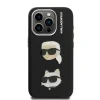 Carcasă spate Karl Lagerfeld cu model granulat din PU K&amp;amp;CH Heads pentru iPhone 15 Pro, neagră