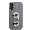 Carcasă spate Karl Lagerfeld cu model granulat din PU K&amp;amp;CH Heads pentru iPhone 16, gri