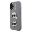 Carcasă spate Karl Lagerfeld cu model granulat din PU K&amp;amp;CH Heads pentru iPhone 16, gri