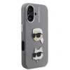 Carcasă spate Karl Lagerfeld cu model granulat din PU K&amp;amp;CH Heads pentru iPhone 16, gri