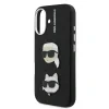 Carcasă spate Karl Lagerfeld cu model granulat din PU K&amp;amp;CH Heads pentru iPhone 16, neagră