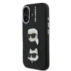 Carcasă spate Karl Lagerfeld cu model granulat din PU K&amp;amp;CH Heads pentru iPhone 16, neagră