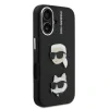 Carcasă spate Karl Lagerfeld cu model granulat din PU K&amp;amp;CH Heads pentru iPhone 16, neagră