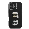 Carcasă spate Karl Lagerfeld cu model granulat din PU K&amp;amp;CH Heads pentru iPhone 16, neagră