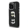 Carcasă spate Karl Lagerfeld cu model granulat din PU K&amp;amp;CH Heads pentru iPhone 16 Pro Max, neagră