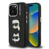 Carcasă spate Karl Lagerfeld cu model granulat din PU K&amp;amp;CH Heads pentru iPhone 16 Pro, neagră