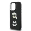 Carcasă spate Karl Lagerfeld cu model granulat din PU K&amp;amp;CH Heads pentru iPhone 16 Pro, neagră