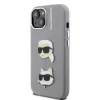 Carcasă spate Karl Lagerfeld cu model K&amp;amp;CH Heads din PU granulat pentru iPhone 15, gri