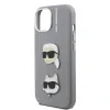 Carcasă spate Karl Lagerfeld cu model K&amp;amp;CH Heads din PU granulat pentru iPhone 15, gri
