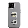 Carcasă spate Karl Lagerfeld cu model K&amp;amp;CH Heads din PU granulat pentru iPhone 15, gri