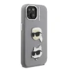 Carcasă spate Karl Lagerfeld cu model K&amp;amp;CH Heads din PU granulat pentru iPhone 15, gri